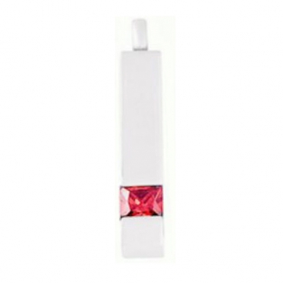 RVS ashanger staafje fuschia  steen