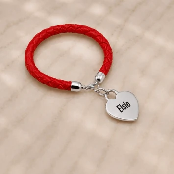 Armband gevlochten leder met hartje