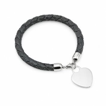 Armband gevlochten leder met hartje