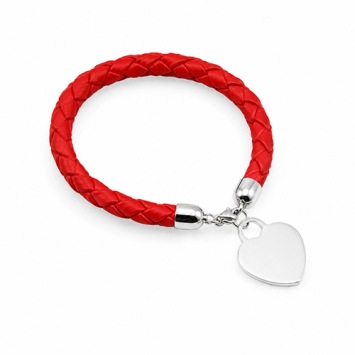 Armband gevlochten leder met hartje