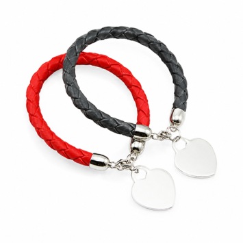 Armband gevlochten leder met hartje