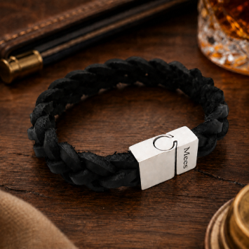 Armband gevlochten leder met RVS sluiting
