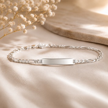 Armband met plaat zilver