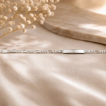 Armband met plaat zilver