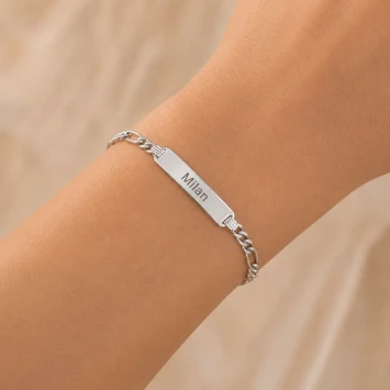 Armband met plaat zilver
