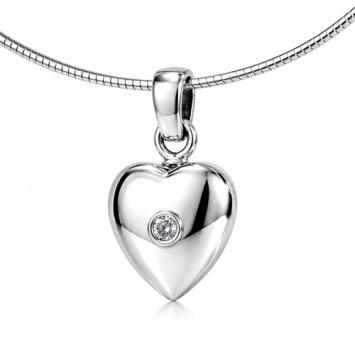 Zilveren Ashanger hart met zirkonia – Herinneringssieraad van 925 Sterling Zilver