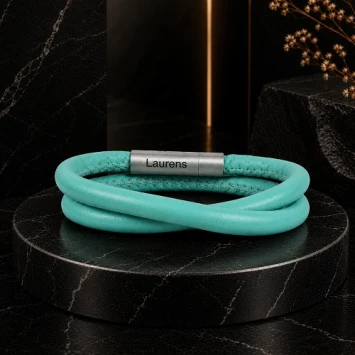 B&L leren wikkelarmband groen
