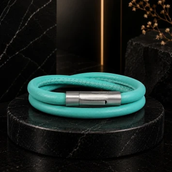 B&L leren wikkelarmband groen