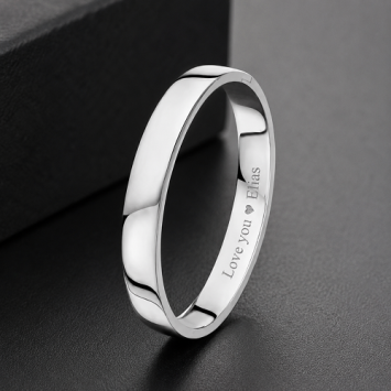 Vlakke zilveren bangle van 10 mm met gravure
