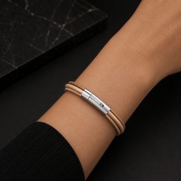 B&L drie dubbele leren armband bruin