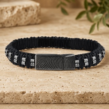 Black silver as armband met vingerafdruk