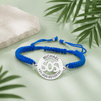 Blauw SOS kinderarmbandje met naam