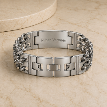 Brede RVS armband met vingerafdruk