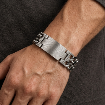Brede RVS armband met vingerafdruk