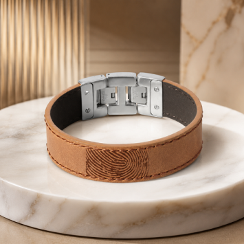 Bruine Dacaya Rebel Edge armband met vingerafdruk