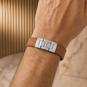 Bruine Dacaya Rebel Edge armband met vingerafdruk