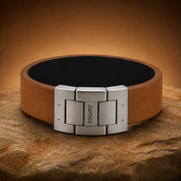 Bruine Dacaya Rock Edge armband met vingerafdruk