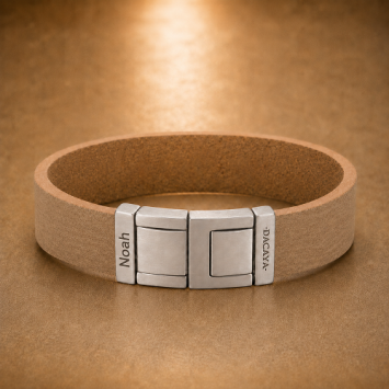 Camelkleurige Dacaya Rough Side armband met vingerafdruk