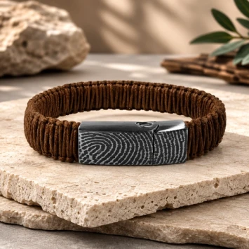 Cognac as armband met vingerafdruk