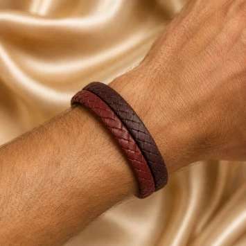 Dacaya leren armband bruin cognac met gravure
