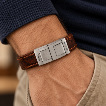 Dacaya armband Maxtor Croco cognac bruin