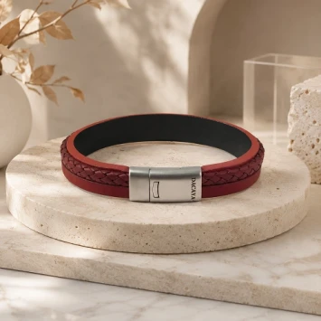 Dacaya cognac leren armband met gravure