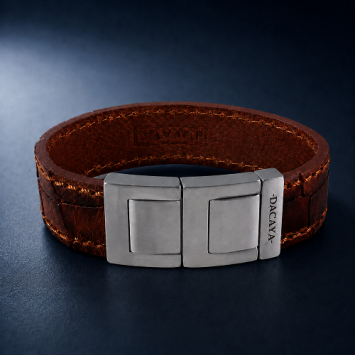 Dacaya armband Maxtor Croco cognac bruin