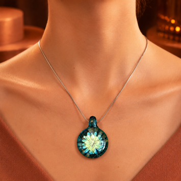Dahlia glazen hanger lichtblauw blauw amber