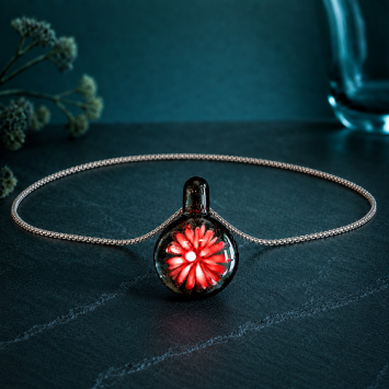 Dahlia hanger glas zwart-rood
