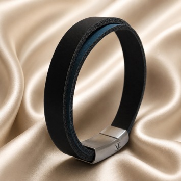 Dubbele leren as armband met stalen schuifsluiting
