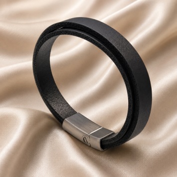 Dubbele leren as armband met stalen schuifsluiting