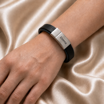 Dubbele leren as armband met stalen schuifsluiting