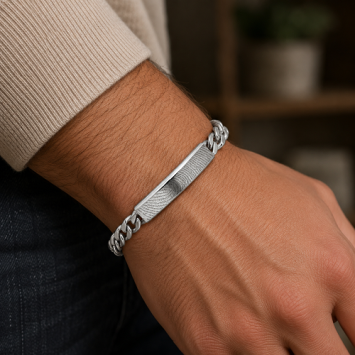Edelstalen armband met vingerafdruk
