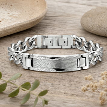 Edelstalen Schakelarmband met Vingerafdruk