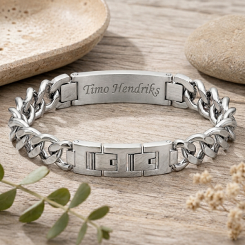 Edelstalen Schakelarmband met Vingerafdruk