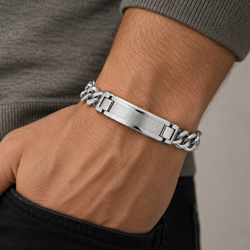 Edelstalen Schakelarmband met Vingerafdruk