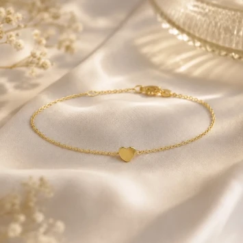 Geelgouden dames armbandje hartje met vingerafdruk