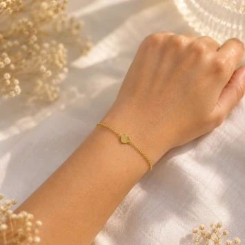 14 karaat geelgouden hartjes armband met vingerafdruk