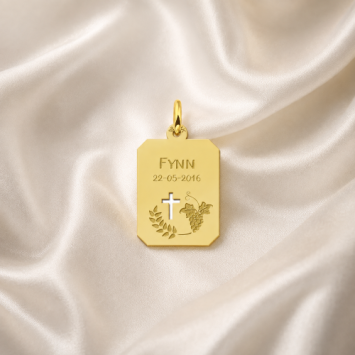 Gepersonaliseerde gouden Communie Hanger met Naam en Datum