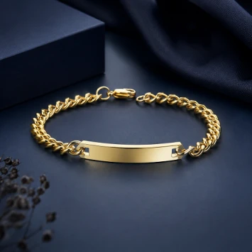 Goud stalen armband met plaat