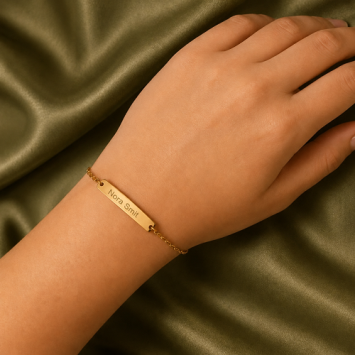 Goud stalen graveerarmband met jasseron band