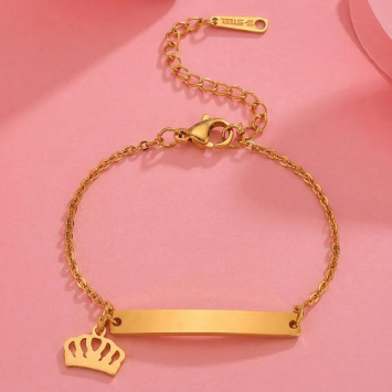 Goud stalen kinderarmbandje met kroon