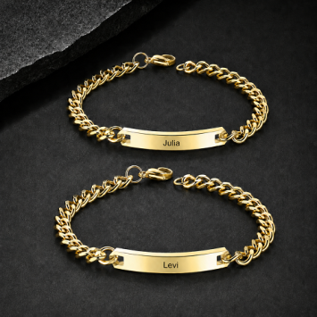 Goud stalen koppel armbanden set