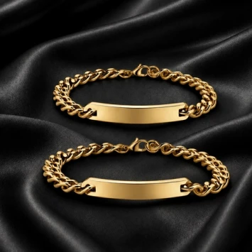 Goudkleurige stalen koppel armbanden voor stellen