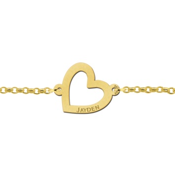 Gouden armband met diagonaal hartje Names4ever