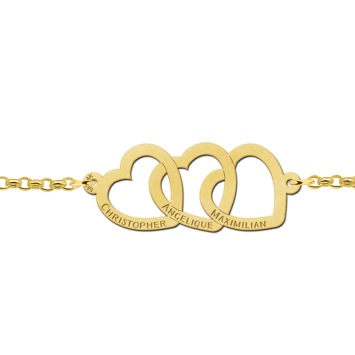 Gouden armband met drie hartjes Names4ever