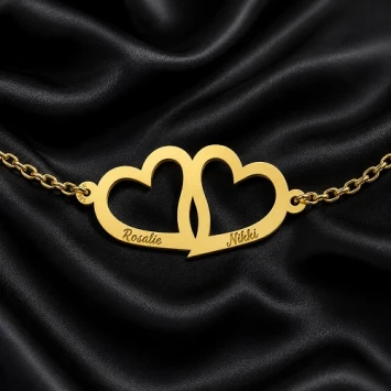 Gouden Armband met dubbel hart