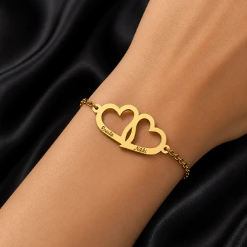 Gouden Armband met dubbel hart