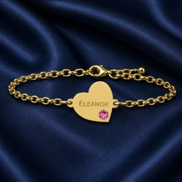 Gouden armband met hartje en geboortesteen