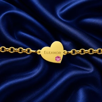 Gouden armband met hartje en steentje Names4ever